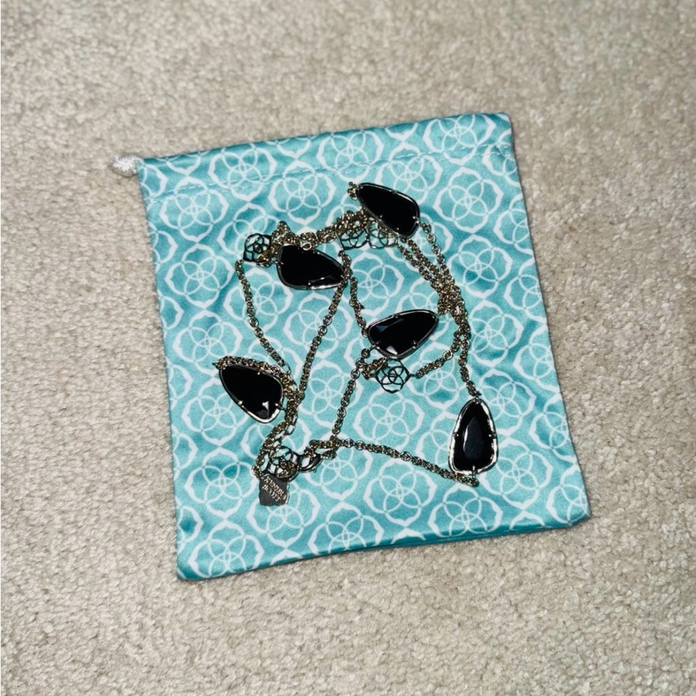 Kendra Scott Silver Necklace with Black Stones - Picture 2 of 2
